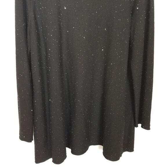 Eileen Fisher 100% Merino Wool Sparkle Open Front Cardigan Sz L Black Lagenlook - Picture 6 of 8